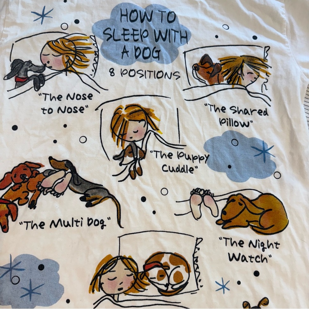 White Cotton Graphic Dog Sleep Vintage Night Shirt OSFM - Picture 2 of 6
